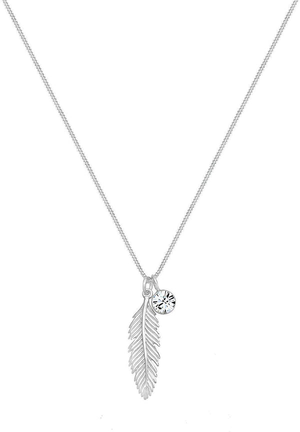 Zinc Alloy European And American Fashion & Trend Ornament Feather Diamond Pendant Necklace